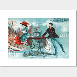 1875 Ice Skating the new Sewing Machine home Posters and Art